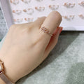 Korean Elegant Leaf Open Ring With Heart Zircon Thin Band Simple Colorfast Women Jewelry view 2