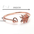 Korean Elegant Leaf Open Ring With Heart Zircon Thin Band Simple Colorfast Women Jewelry view 3