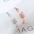 Korean Elegant Leaf Open Ring With Heart Zircon Thin Band Simple Colorfast Women Jewelry view 4