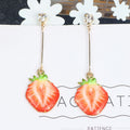 Cute Fruit Shape Alloy Rhinestone Long Dangle Clip On Strawberry Watermelon Lemon Kiwi Earrings view 4