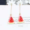 Cute Fruit Shape Alloy Rhinestone Long Dangle Clip On Strawberry Watermelon Lemon Kiwi Earrings view 3