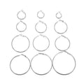 Elegant 12 Pair Alloy Oversized Hoop Set For Women, Layered Big Circle Statement Nightclub Earrings view 5