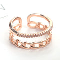 Korean Personalized Rope Ring Color Retention Zircon Faux Double Layer Open Ring For Women view 3