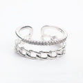 Korean Personalized Rope Ring Color Retention Zircon Faux Double Layer Open Ring For Women view 4