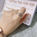 Korean Double Layer Zircon Wave Open Ring, Geometric Adjustable Fashion Finger Ring view 2