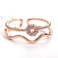 Korean Double Layer Zircon Wave Open Ring, Geometric Adjustable Fashion Finger Ring view 4