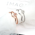 Korean Double Layer Zircon Wave Open Ring, Geometric Adjustable Fashion Finger Ring view 1