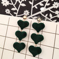Triple Soft Heart Cascade Long Statement Stud Earrings view 7