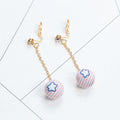 Cute Plaid Fabric Ball Clip On Long Chain Alloy Rhinestone No Piercing Women's Dangle Earrings view 4