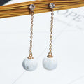 Cute Plaid Fabric Ball Clip On Long Chain Alloy Rhinestone No Piercing Women's Dangle Earrings view 2