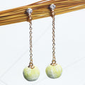 Cute Plaid Fabric Ball Clip On Long Chain Alloy Rhinestone No Piercing Women's Dangle Earrings view 3