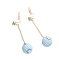 Cute Plaid Fabric Ball Clip On Long Chain Alloy Rhinestone No Piercing Women's Dangle Earrings view 5