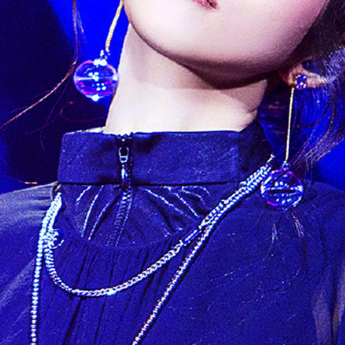 Transparent Glass Water Ball Long Chain Drop Earrings Elegant Minimalist Crystal Stud Earrings