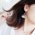 Transparent Glass Water Ball Long Chain Drop Earrings Elegant Minimalist Crystal Stud Earrings view 3