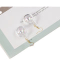 Transparent Glass Water Ball Long Chain Drop Earrings Elegant Minimalist Crystal Stud Earrings view 5