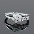 European Style Flower Ring For Women With Synthetic Opal Stone, Fashion Jewelry Accessory view 6