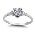 Heart Shape Copper Ring For Women With Zircon Inlay White Silver Plated Fashion Jewelry view 2