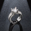 European Luxury Women's Ring, White Gold Plated Large Zircon Diamond Ring Jewelry For view 2