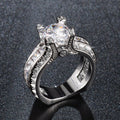 European Luxury Women's Ring, White Gold Plated Large Zircon Diamond Ring Jewelry For view 3