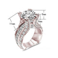 European Luxury Women's Ring, White Gold Plated Large Zircon Diamond Ring Jewelry For view 5