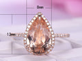 Luxury Large Teardrop Gemstone Women Ring Copper Rose Gold Plated Statement Jewelry view 5