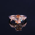 European Oval Simulated Diamond Heart Ring For Women, Copper Rose Gold Plated Zircon Jewelry view 3