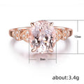 European Oval Simulated Diamond Heart Ring For Women, Copper Rose Gold Plated Zircon Jewelry view 5