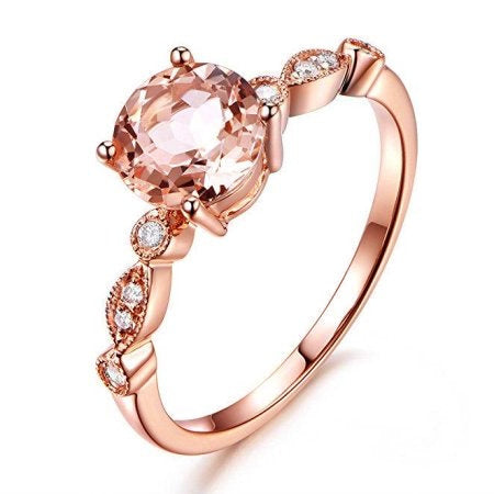 Fashion Minimalist Champagne Color Women's Ring, Rose Gold Plated Copper Zircon Jewelry Accessory