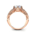 European Floral Vine Simulated Diamond Ring For Women, Luxury Rose Gold Plated Copper Zircon Ring view 4