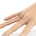 European Floral Vine Simulated Diamond Ring For Women, Luxury Rose Gold Plated Copper Zircon Ring view 3