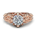 European Floral Vine Simulated Diamond Ring For Women, Luxury Rose Gold Plated Copper Zircon Ring view 2