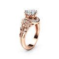 European Hollow Floral Simulated Diamond Ring For Women, Luxury Copper Rose Gold Plated Zircon Jewelry view 2
