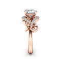 Delicate Women's Vine Shape Rose Gold Plated Copper Zircon Simulated Diamond Ring view 3
