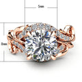 Delicate Women's Vine Shape Rose Gold Plated Copper Zircon Simulated Diamond Ring view 5