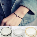 Korean Minimalist ECG Lightning Bracelet, Couple Heartbeat Frequency Charm Bracelet view 1