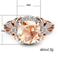Champagne Square Zircon Twisted Ribbon Ring For Women, Rose Gold Plated Copper Micro Pave Jewelry view 5