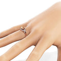 Champagne Square Zircon Twisted Ribbon Ring For Women, Rose Gold Plated Copper Micro Pave Jewelry view 3