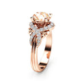 Champagne Square Zircon Twisted Ribbon Ring For Women, Rose Gold Plated Copper Micro Pave Jewelry view 1