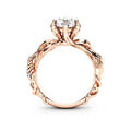 Creative Women's Twisted Plant Ring, Luxury Rose Gold Plated Copper Zircon Jewelry view 3