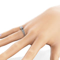Elegant Double Row Leaf Simulated Diamond Ring For Women Copper Platinum Plated Zircon Jewelry view 3