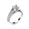 Elegant Double Row Leaf Simulated Diamond Ring For Women Copper Platinum Plated Zircon Jewelry view 1