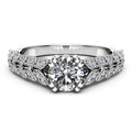 Elegant Double Row Leaf Simulated Diamond Ring For Women Copper Platinum Plated Zircon Jewelry view 4