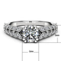 Elegant Double Row Leaf Simulated Diamond Ring For Women Copper Platinum Plated Zircon Jewelry view 5