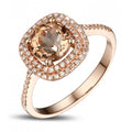Elegant Champagne Cubic Zirconia Women's Ring, Rose Gold Plated Copper Simulated Gem Jewelry view 1