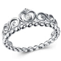 Simple Heart Crown Womens Ring, Fine Copper Silver Plated Zircon Jewelry Accessories view 2