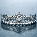 Simple Heart Crown Womens Ring, Fine Copper Silver Plated Zircon Jewelry Accessories view 3