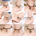 Korean Simple Black Cord Anklet With Flower Eiffel Tower And Ship Wheel Charms For Women Bracelet view 1