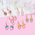 Fresh Dried Flower Glass Ball Teardrop Heart Alloy Hook Earrings For Women Elegant Floral Earrings view 1