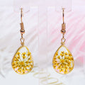 Fresh Dried Flower Glass Ball Teardrop Heart Alloy Hook Earrings For Women Elegant Floral Earrings view 2