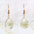 Fresh Dried Flower Glass Ball Teardrop Heart Alloy Hook Earrings For Women Elegant Floral Earrings view 4